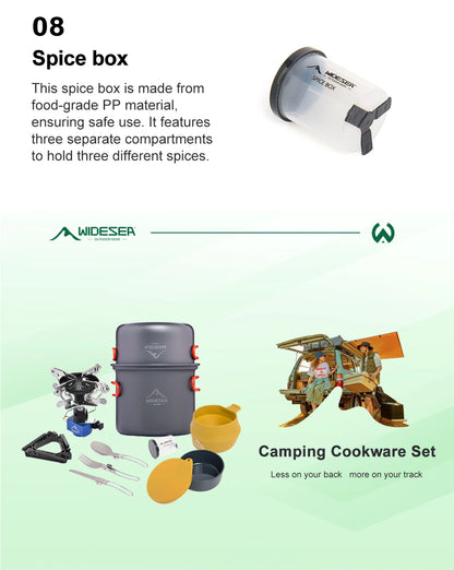 Widesea Camping Gas Stove Tableware Set Portable Gear Tourist Gadgets Kitchen Stuff Cooking Survival Camper Accessories Supplies