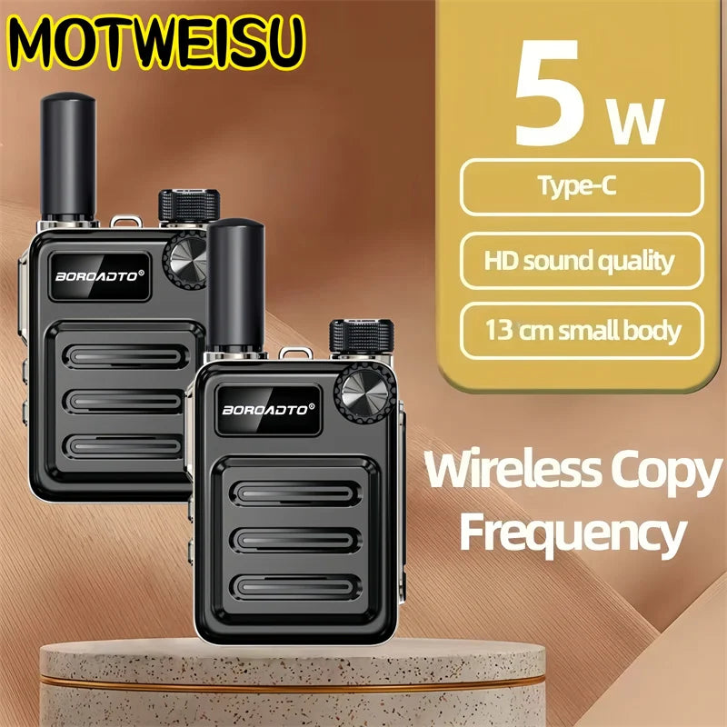 5W Mini UHF Walkie Talkie – 16-Channel Two-Way Radio, 400–470MHz, Long Standby, Portable Handheld Transceiver
