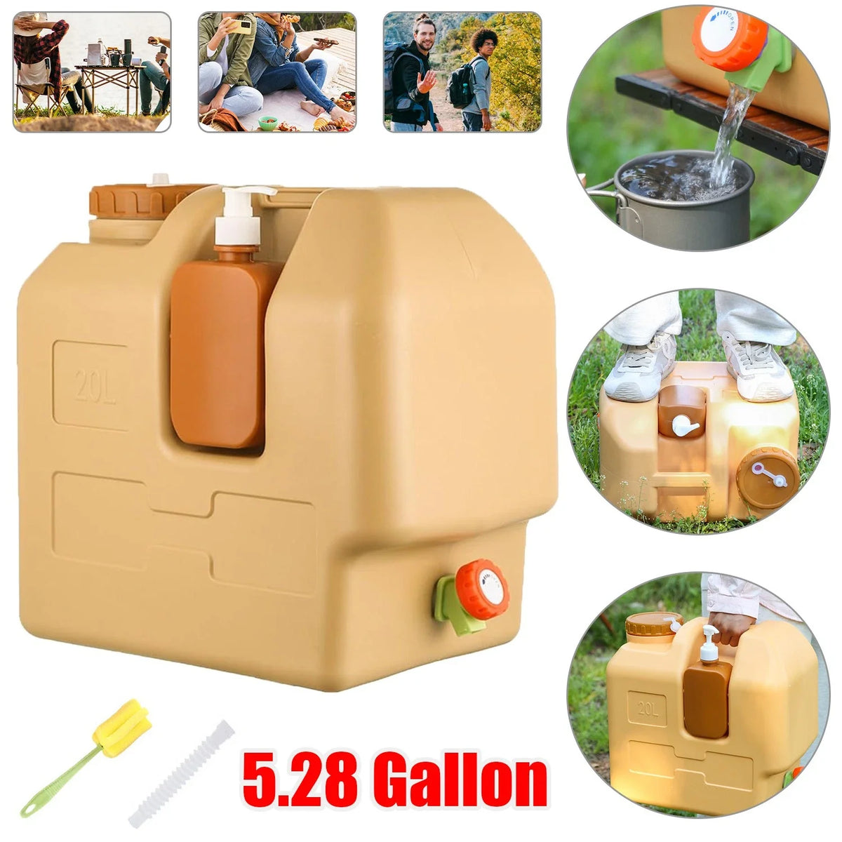 20L Emergency Water Storage Container with Spigot – Large-Capacity Portable Camping Water Jug for Hiking, Picnics & Outdoor Use
