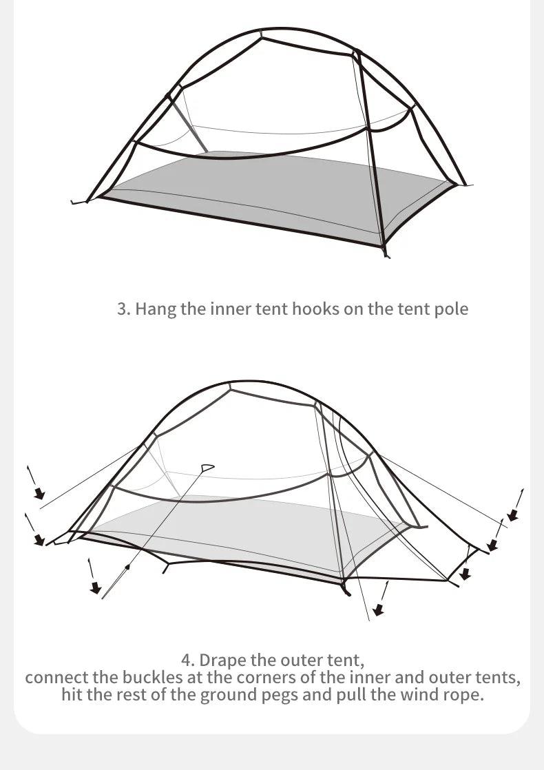Naturehike Cloud Up Pro Tent 1 Person Double Layers Backpacking Tents 20D Nylon Waterproof Ultralight Tent for Camping Hiking