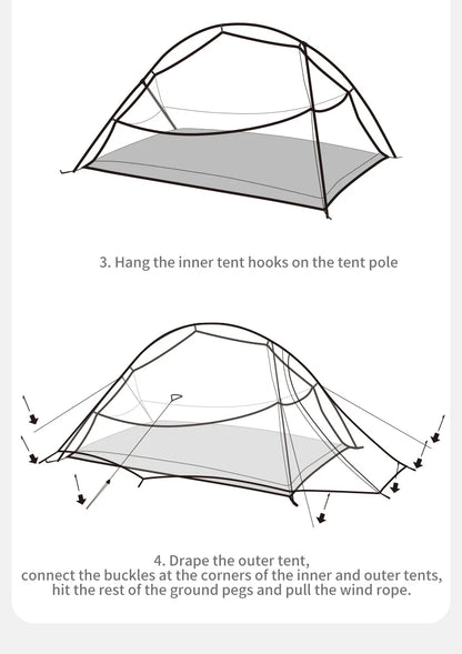 Naturehike Cloud Up Pro Tent 1 Person Double Layers Backpacking Tents 20D Nylon Waterproof Ultralight Tent for Camping Hiking