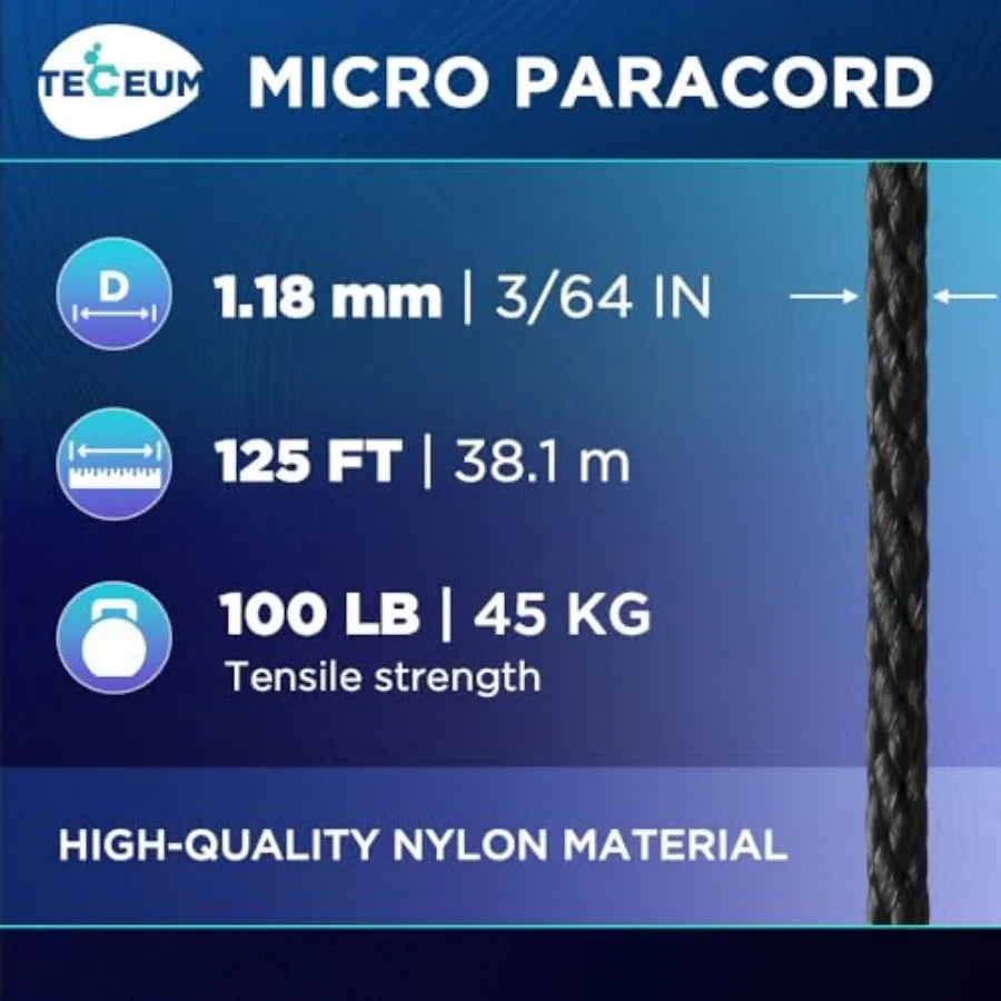 Micro Paracord 1.18 mm X Micro Utility Cord Thin Braided Paracord Rope Best for Crafting, DIY Projects, Fishing, Camping