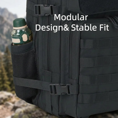 45L Large Capacity Tactical Backpack Hunting Rucksack with Dual Water Bottle Cup Holders Outdoor Camping Survival Equipment Backpack for Hiking Trekking Travel Sports EDC Daily Use