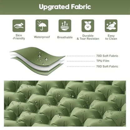 Double Sleeping Pad for Camping – 4" Thick Inflatable Mattress for 2, Built-In Foot Pump & Pillow, Ultralight, Self-Inflating