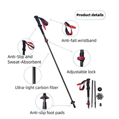 Super Light Telescopic Trekking Poles Portable Nordic Walking Sticks for Outdoor Camping Hiking Easy to Fold Alpenstock