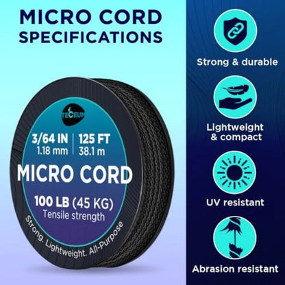 Micro Paracord 1.18 mm X Micro Utility Cord Thin Braided Paracord Rope Best for Crafting, DIY Projects, Fishing, Camping