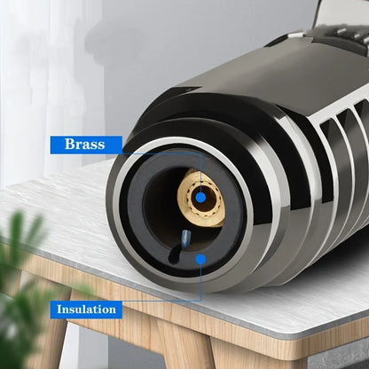 1800° High Temp Butane Torch Lighter Metal Portable Windproof Blue Jet Flame Welding Tool Men Gift Box No Gas
