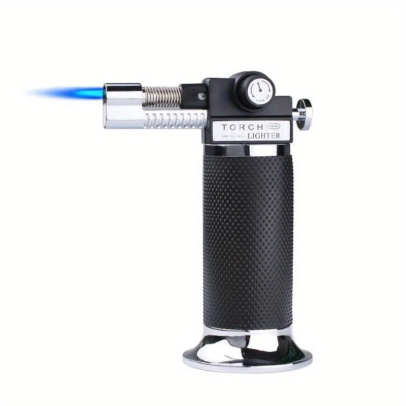 Metal Dual Flame Jet Gas Lighter High Firepower Outdoor Windproof Portable Torch Welding Gun for Kitchen BBQ Welding Baking