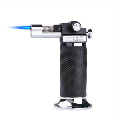 Metal Dual Flame Jet Gas Lighter High Firepower Outdoor Windproof Portable Torch Welding Gun for Kitchen BBQ Welding Baking