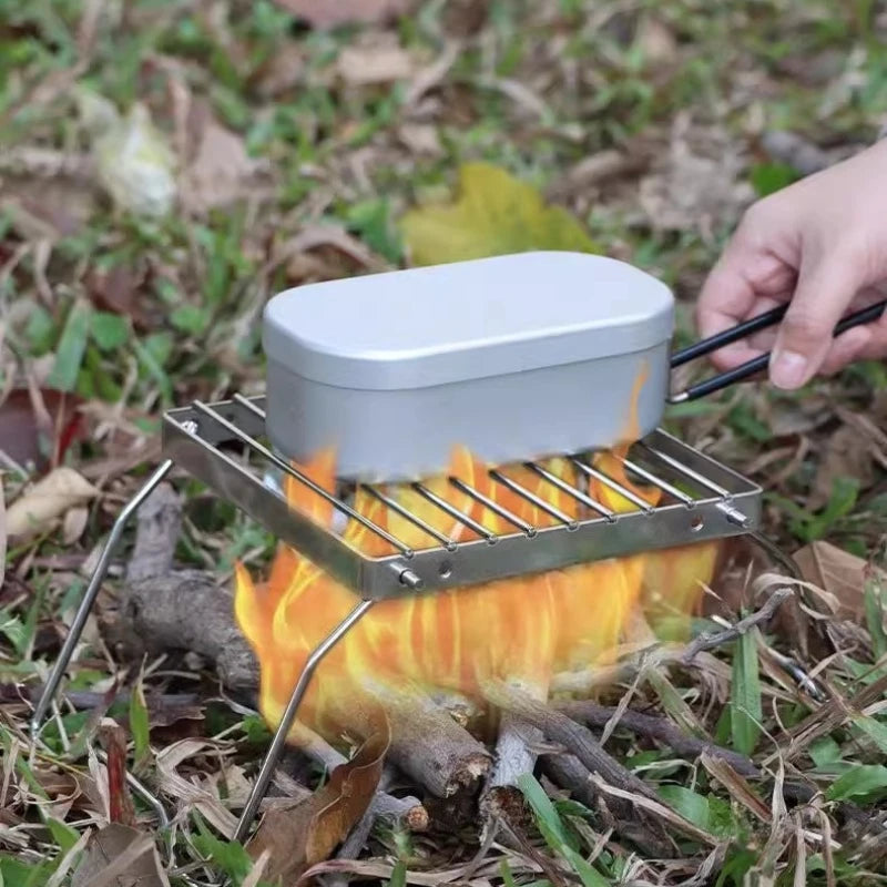 Portable Folding Stainless Steel Camping Stove & BBQ Rack – Mini Pot Holder and Cooking Stand
