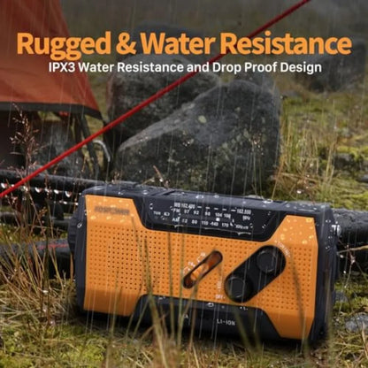 NOAA Emergency Weather Radio A1 7400mWh Portable Power Bank, AM/FM, USB/Solar/Hand Crank Charging, Battery Operated, SOS Alarm