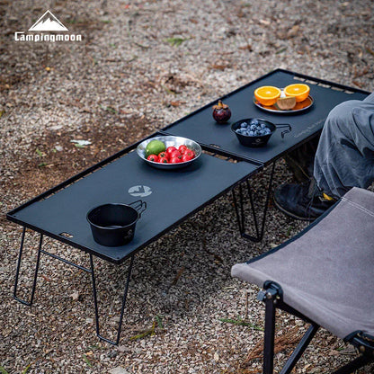 CAMPINGMOON T-230 Outdoor Simple Field Rack Folding Table Iron Multi functional Outdoor Camping Picnic Table Barbecue Table Can be Multi layer Paired