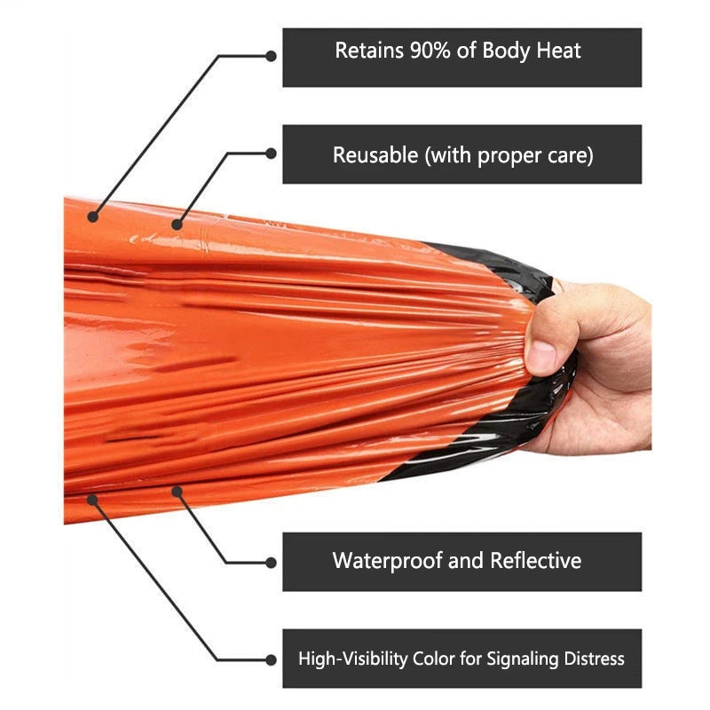 Emergency Sleeping Bag Survival Blanket Thermal Mylar Bivy Sack Lightweight Waterproof Portable Shelter For Camping Hiking