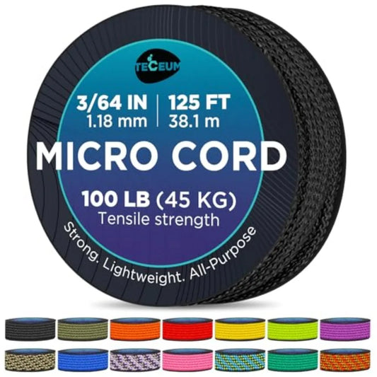 Micro Paracord 1.18 mm X Micro Utility Cord Thin Braided Paracord Rope Best for Crafting, DIY Projects, Fishing, Camping