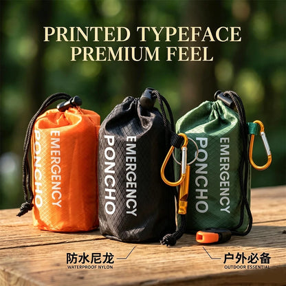 1Pc Emergency Waterproof Aluminum Film Rain Poncho,Thermal Warm Rainwear&Survival Blanket,Multi-purpose Outdoor Survival Gadgets