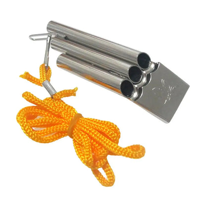 Whistle For Emergencies Stainless Steel Whistle Safety Whistles With Lanyard High Pitch Three Tubes For Outdoor Hiking Camping