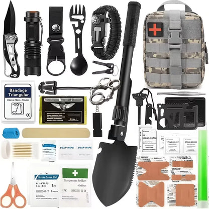 217-Piece Survival Kit with First Aid Kit And Survival Tools Molle Storage Bag for Outdoor Activities Adventure Travel Camping, Hiking, Home