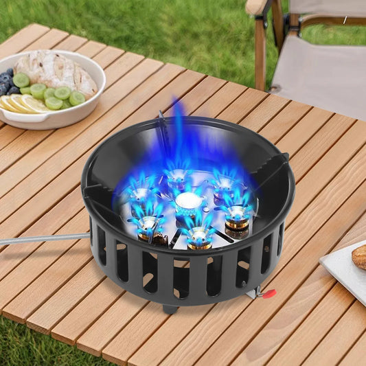 21000W Portable Camping Gas Stove – Dual Fuel Butane & Propane Outdoor Burner with 2 Adapters for Frying, Boiling, Camping, Hiking & Emergency Cooking