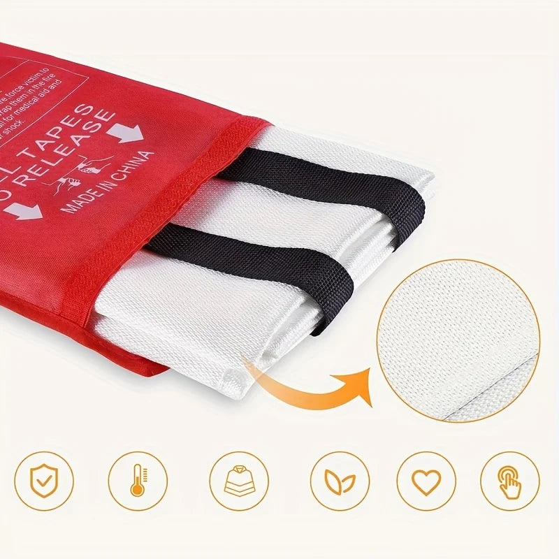 1 piece of emergency fire blanket, fire blanket, flame-retardant blanket, suitable for home, kitchen, school, car, office, warehouse fire safety blanket 40x 40inch fiberglass fire blanket