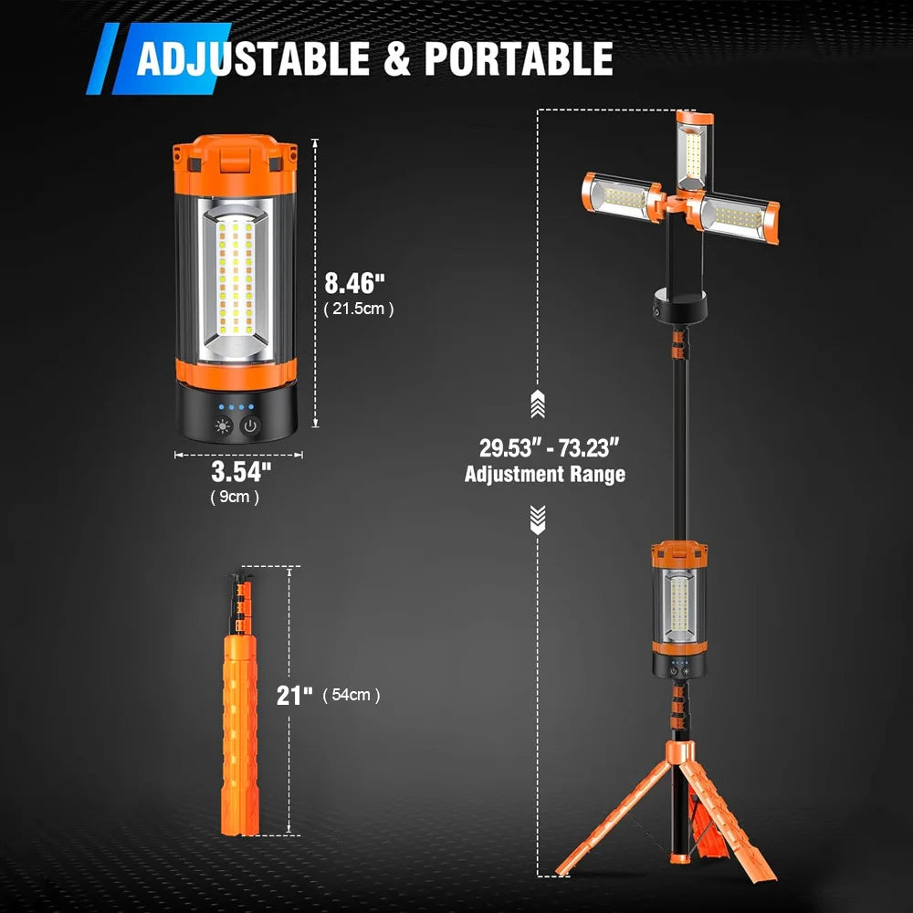 Folding Camping Light 1.8m Portable Telescopic Lanterns  bracket camping light USB Rechargeable 9000mAh Outdoor Waterproof Power Bank Lamp With Triangle Sta