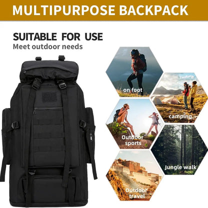 1pc 90L Hiking Daypack Backpack Expandable Waterproof Rucksack for Camping Outdoor Sport Traveling Large Capacity Sport
