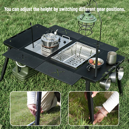 PAKICETUS Foldable Camping Table, Lightweight Portable Outdoor Utility Table for Backpacking, Hiking, Picnic, Travel, Garden & Family Outdoor Activities
