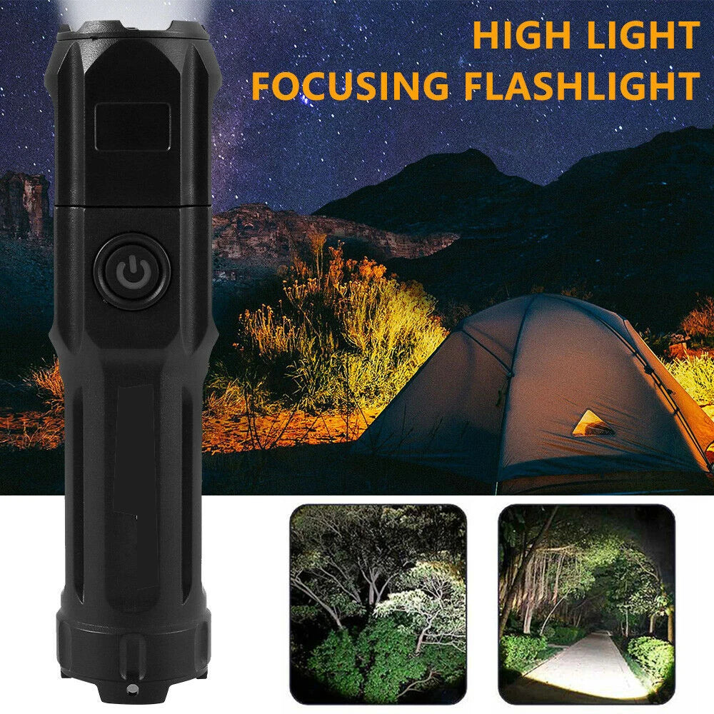 New 1/2/4Pcs Powerful LED Flashlight Rechargeable USB Lasting Zoom Fishing Hunting Camping 3 Modes Tactical Flashlight LED Torch