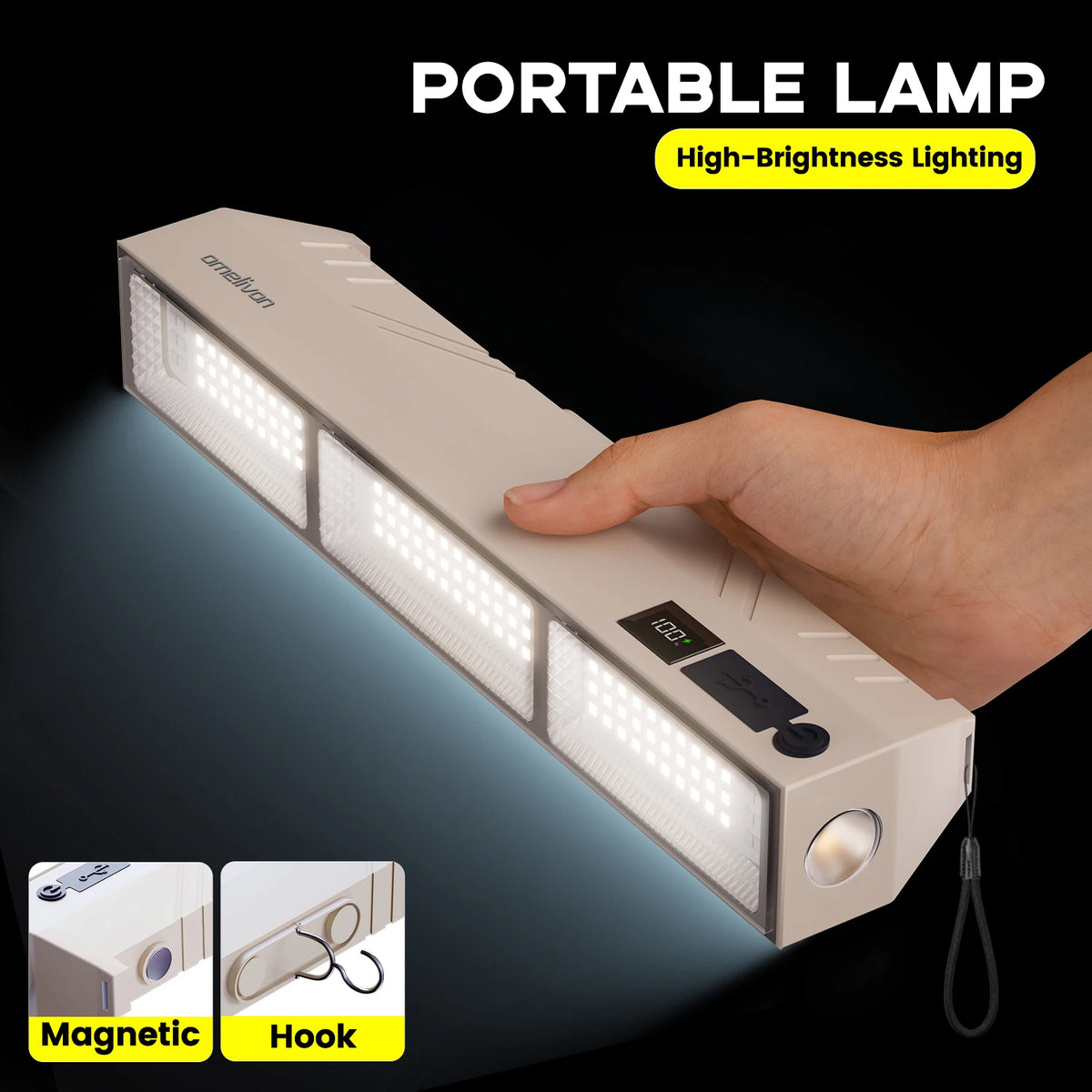 Multifunctional, High-Brightness, Short Led Emergency Light, Compact and Portable, with Multiple Dimming Modes, High-Brightness Illumination + USB Long-Lasting Battery Life, with a Small Flashlight on the Side, Smart Power Di