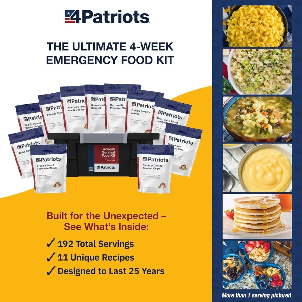 US Shipping 4 Week Emergency Survival Food Kit 192 Servings 25 Year Shelf Life