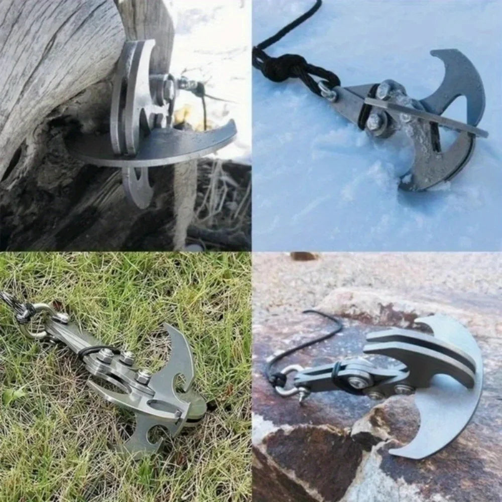 Heavy Duty Flying Tiger Gravity Hook Stainless Steel Folding Grappling Outdoor Survival Climbing Claw Multitool Camping Gear