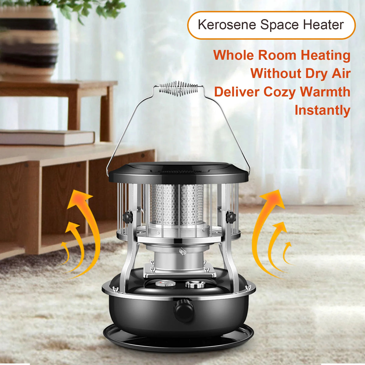 Upgraded 4.5L Kerosene Heater Indoor Outdoor 9000 BTU Portable Radiant Tent Heater Dual Use for Cooking Heating 16-21H Burn Time