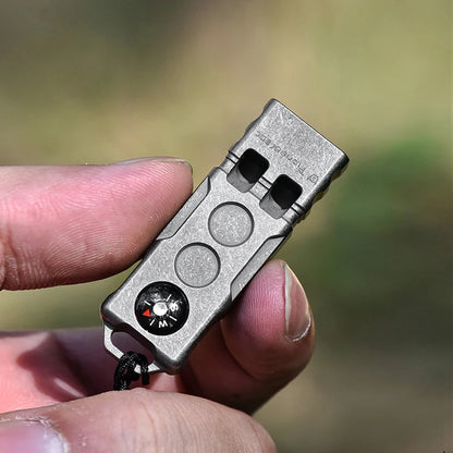 High Decibel Titanium Emergency Whistle Dual Frequency Survival Whistle with Compass for Outdoor Camping Hiking Exploring