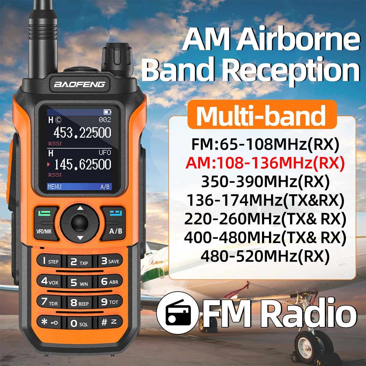 Baofeng UV-21 Pro V2 Long-Range Walkie Talkie – VHF/UHF Two-Way Radio with Air Band Reception, Wireless Frequency Copy & USB-C Charging