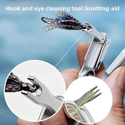 Multi-Functional Fishing Line Scissors Portable Stainless Steel Fly Fishing Pliers Knot Tying Tool Cut PE/Carbon Line