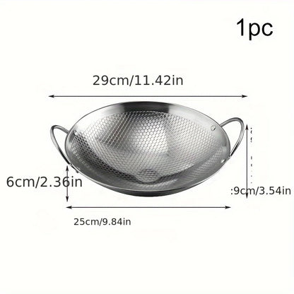 1pc 29cm/11.42inch stainless steel honeycomb skillet non-stick with handle scratch-resistant cooking pasta steak porridge ramen