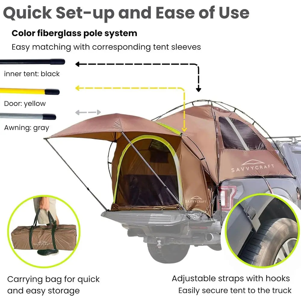 2 Person Waterproof Camping Truck Bed Tent - Large Size