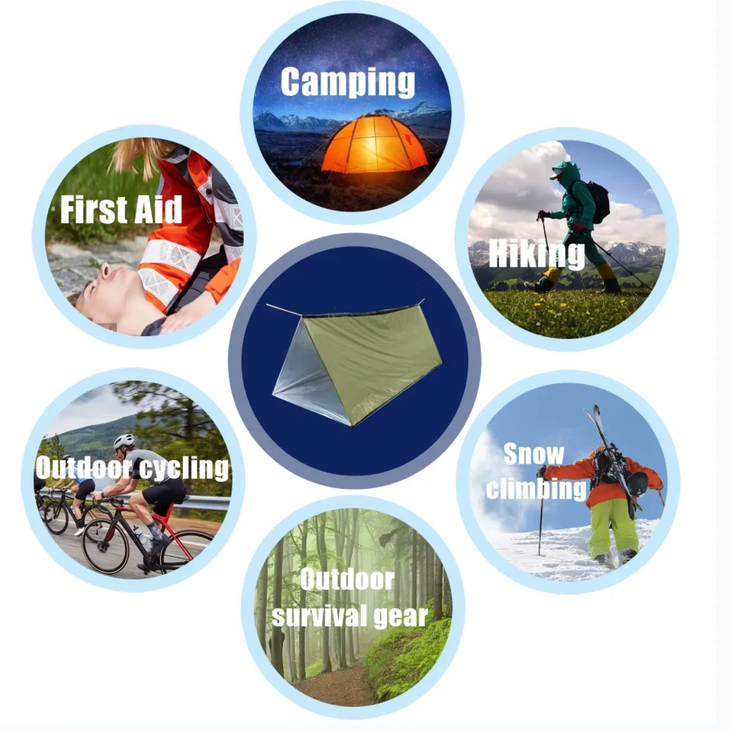 3-in-1 Emergency Thermal Survival Tent, Blanket & Sleeping Bag