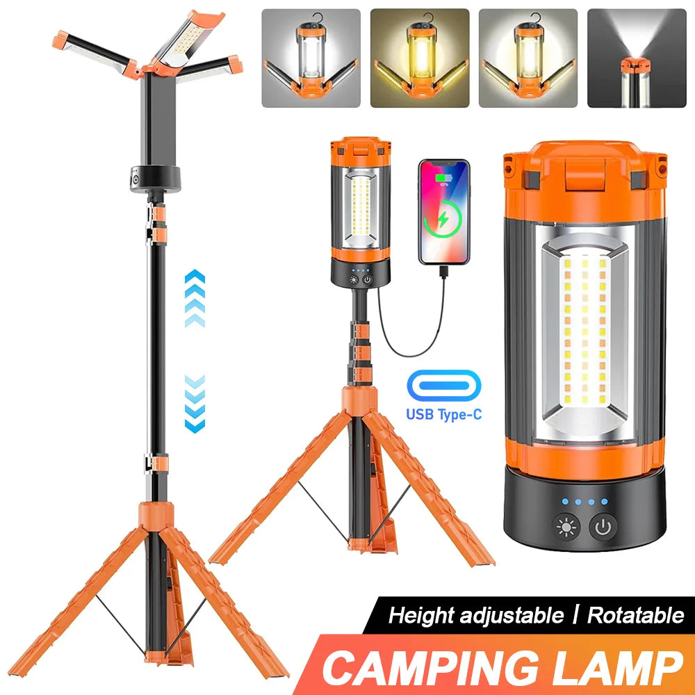 Folding Camping Light 1.8m Portable Telescopic Lanterns  bracket camping light USB Rechargeable 9000mAh Outdoor Waterproof Power Bank Lamp With Triangle Sta