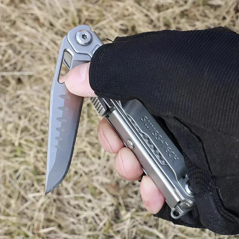 SWISS TECH 11 in 1 Mini Multitool Knife Folding EDC Outdoor Camping Survival Tools Scissors Screwdriver Multi Tool with Clip
