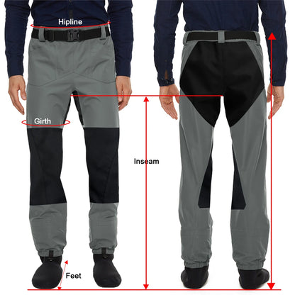 Wear Resistant Fishing Waders for Men and Women Wading Pants with Neoprene Stocking Foot Fishing Waist Waders Pants with Pockets