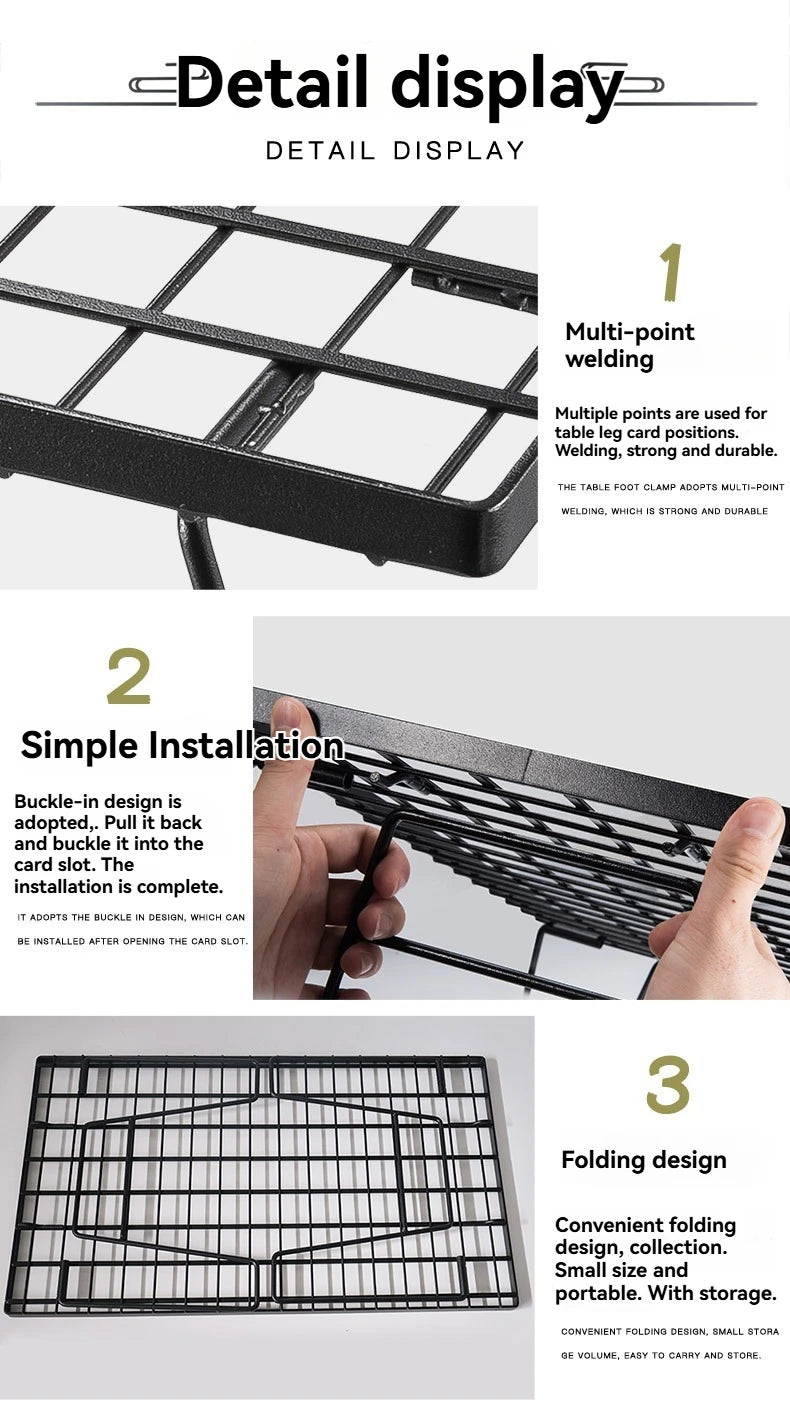 CAMPINGMOON T-230 Outdoor Simple Field Rack Folding Table Iron Multi functional Outdoor Camping Picnic Table Barbecue Table Can be Multi layer Paired