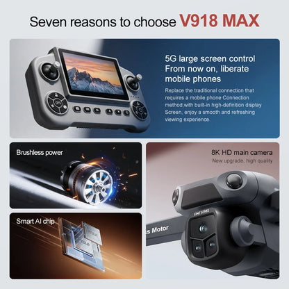 Original V918 3S GPS Drone 8K Professional Camera Aerial FPV Brush power Laser Obstacle with Large Screen RC Folding 2026
