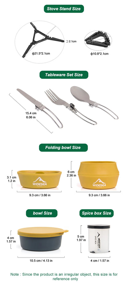 Widesea Camping Gas Stove Tableware Set Portable Gear Tourist Gadgets Kitchen Stuff Cooking Survival Camper Accessories Supplies