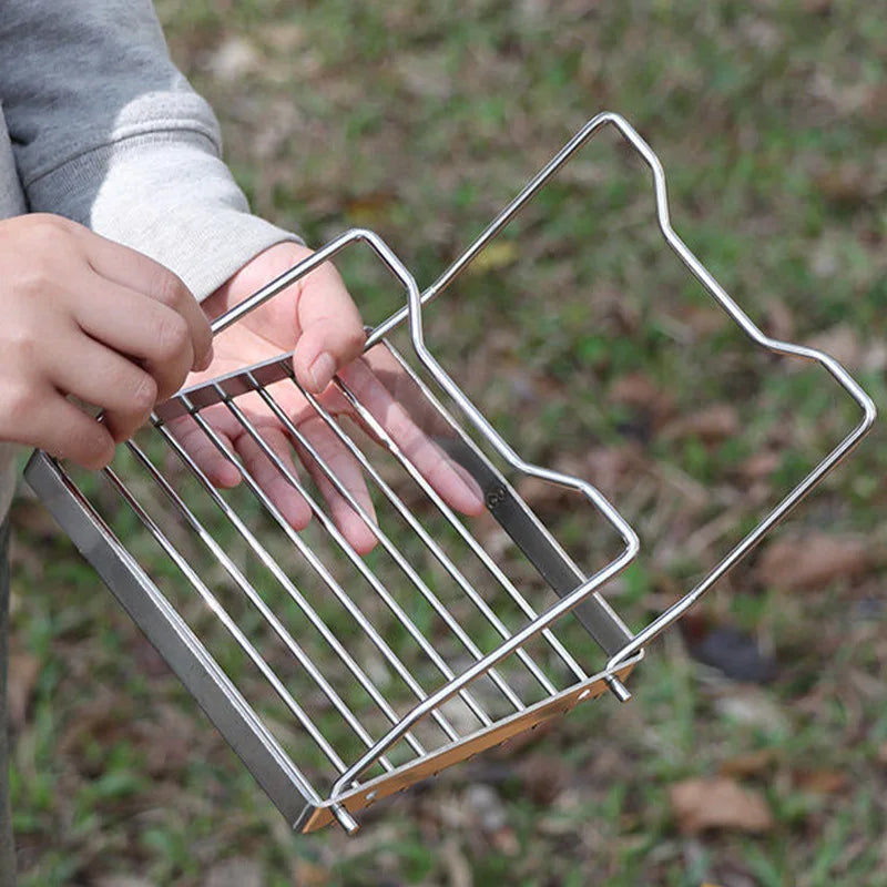 Portable Folding Stainless Steel Camping Stove & BBQ Rack – Mini Pot Holder and Cooking Stand