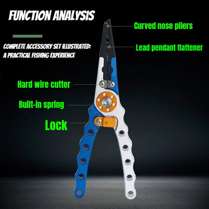 Aluminum Alloy Fishing Pliers Saltwater Corrosion Resistant, Heavy Duty Fishing Multitool with Lanyard Sheath Hook Remover Line