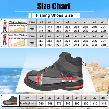 Fly Fishing Shoes, Waders Fishing Shoes, Felt Sole With or Without Nails Fishing Boots, Self-lock Hunting Fishing Equipment