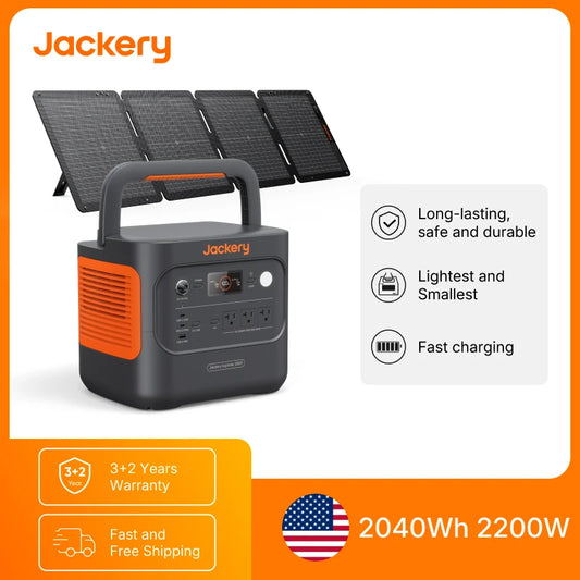 Jackery Explorer 2000 v2 Power Station and 100Wair Solar Panel, Solar Generator  for Emergencies, Power Outages, Camping