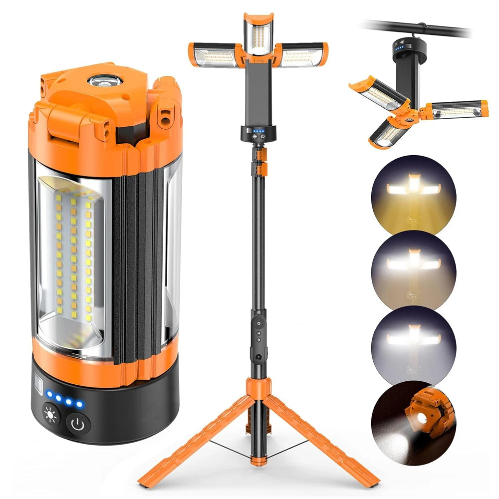 Folding Camping Light 1.8m Portable Telescopic Lanterns  bracket camping light USB Rechargeable 9000mAh Outdoor Waterproof Power Bank Lamp With Triangle Sta