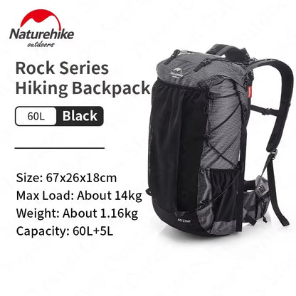 Naturehike Waterproof Ultralight Hiking Backpack – High-Capacity Mountaineering & Travel Pack with Rain Cover
