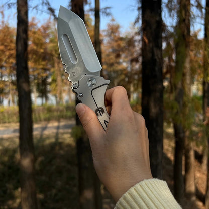 D2 blade +D2 handle integrated folding knife, heavy-duty all-steel knife, outdoor camping fishing equipment, survival